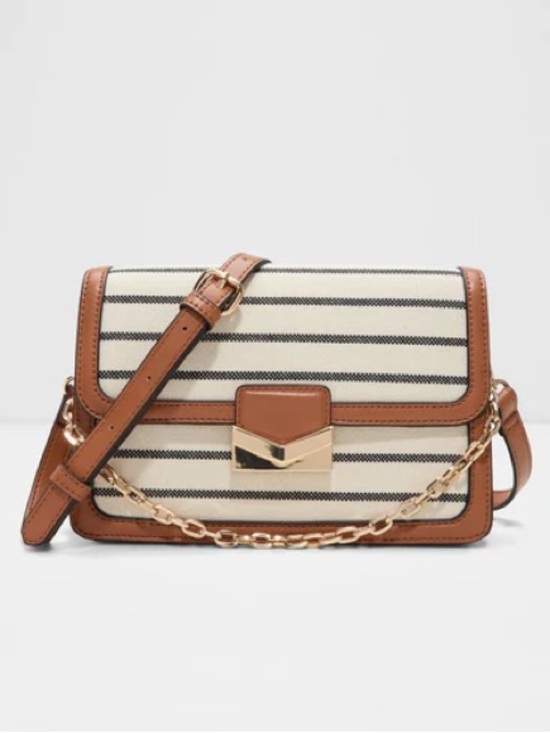 Aldo Handbags - NWT ALDO Women's Striped Canvas Crossbody Bag in White and Brown